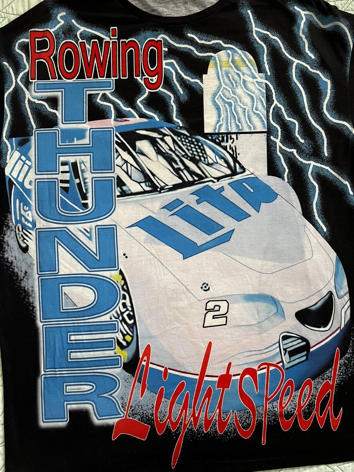FILA Camicia NASCAR Rusty Wallace All Over Rowing Thunder velocità leggera taglia L XL 24”x30”