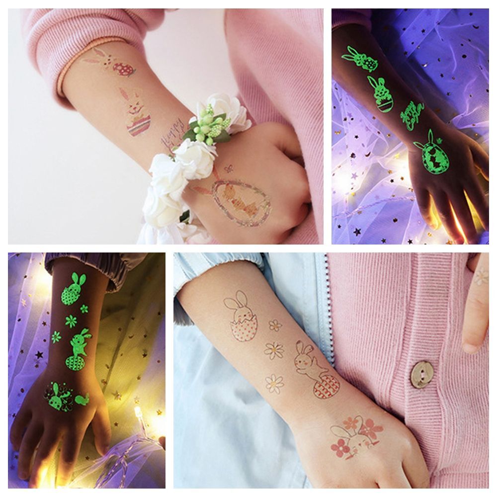 Bunny Children Waterproof Tattoos Body Stickers Temporary Luminous - Picture 8 of 12