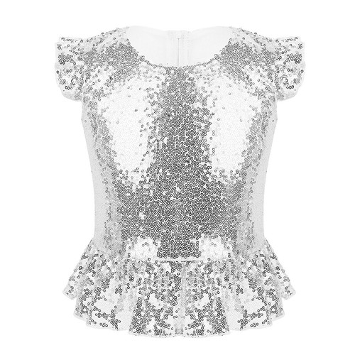 Kids Girls T-Shirt Ruffled Hem Tops Crop Tops Mermaid Costume Birthday Carnival - Picture 29 of 59