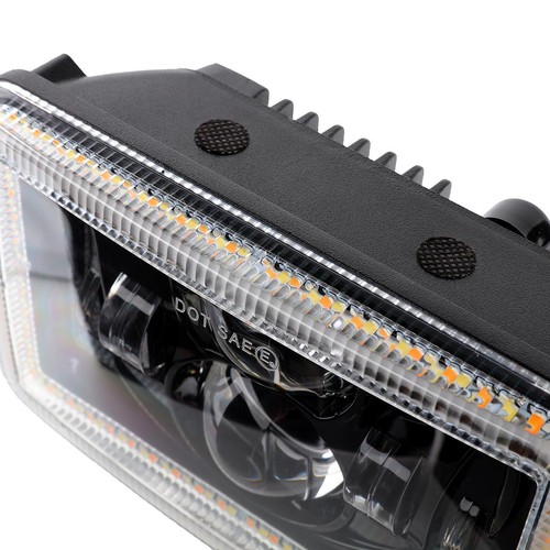 For Peterbilt 357 359 378 379 4x6" LED Headlight Hi-Lo Beam DRL Turn Angel Eye - Foto 5 di 12