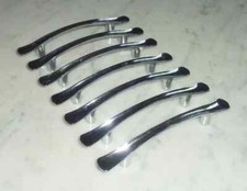 8 Vintage Amerock Chrome Concave Cabinet Door Drawer Pull Handles 4 3/4inch
