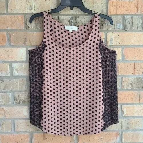 Camiseta sin mangas ANN TAYLOR LOFT para mujer talla S a lunares ribete de encaje - Imagen 4 de 14