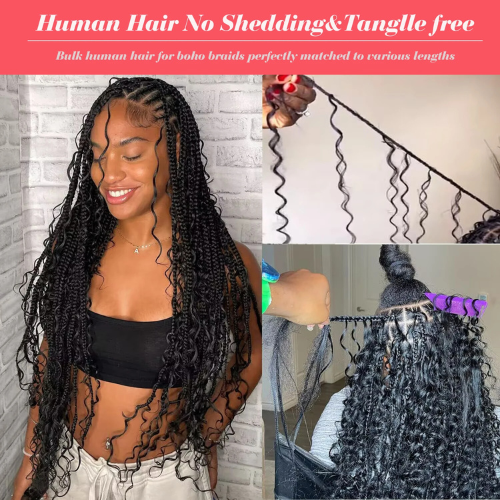 18-Inch Deep Wave Boho Braiding Hair - 100% Human Hair - (50g bundles) - Picture 6 of 7