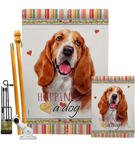 Basset Hound Happiness Garden Flag Animals Dog Decorative Gift Yard House Banner - Picture 5 of 13