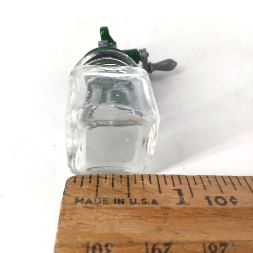 Vintage Puppenhaus Miniatur Daumenfelle grün Glas Handmixer Butterdose funktioniert - Bild 7 von 7