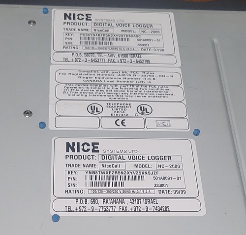 Nice Systems NiceCall NC-2000 Digital Voice Logger - Picture 6 of 7