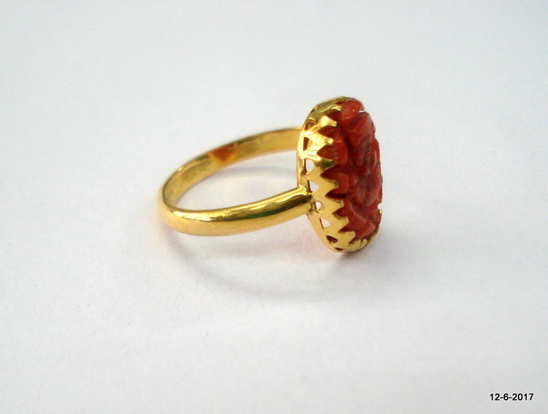 Coral ganesha ring discount