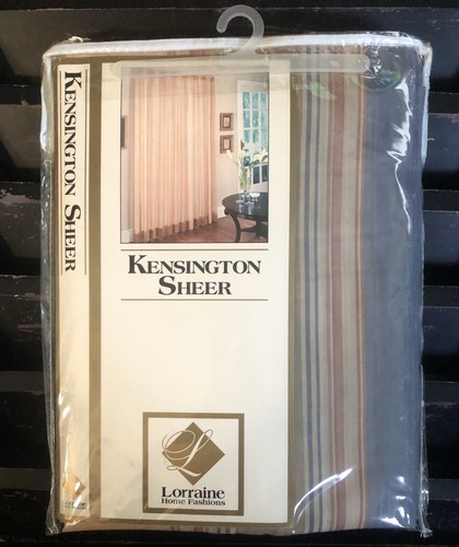 LORRAINE HOME FASHIONS Kensington Sheer Curtain Panel Stripe Smoke 56” x 84” NEW - Imagen 1 de 3