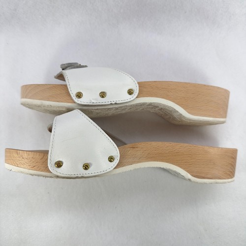 Dr Scholls Italian wooden orthopedic clogs exercise sandals white sz 8 modern - Picture 8 of 10