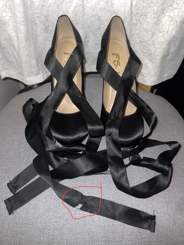 🆕 Black Satin Round Toe Pumps Shoes Strap Stiletto Heels 👠 8.5 - Picture 5 of 6