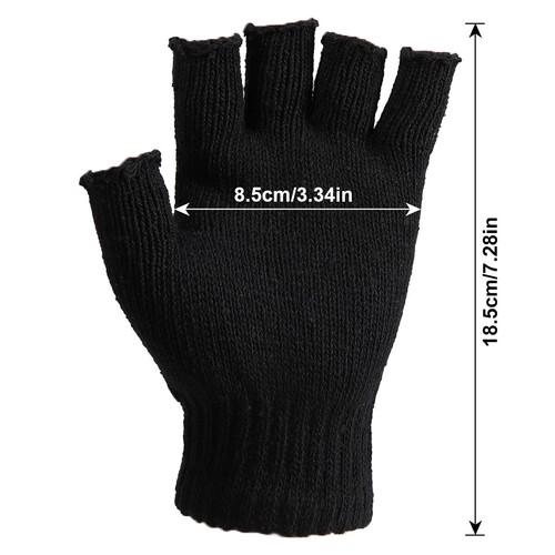 2Pair Men Women Winter Knit Fingerless Gloves Half Finger Unisex Knitted Mittens - Picture 7 of 9