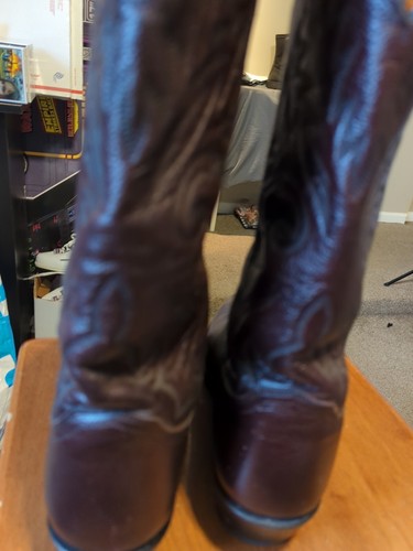 Justins Leather Cowboy Boots Mens Size 11 D Brown Western Diamond 11d - Picture 5 of 14
