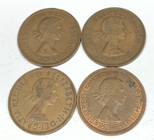# C4937 GREAT BRITAIN HALF PENNY 4 DIF. COINS, 1956, 1957, 1962, 1967 - Picture 2 of 2