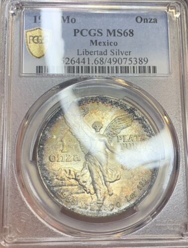 1985-MO MEXICO SILVER LIBERTAD 1 ONZA (OZ) - PCGS MS68 High Grade LOW POP GEM - Picture 2 of 8