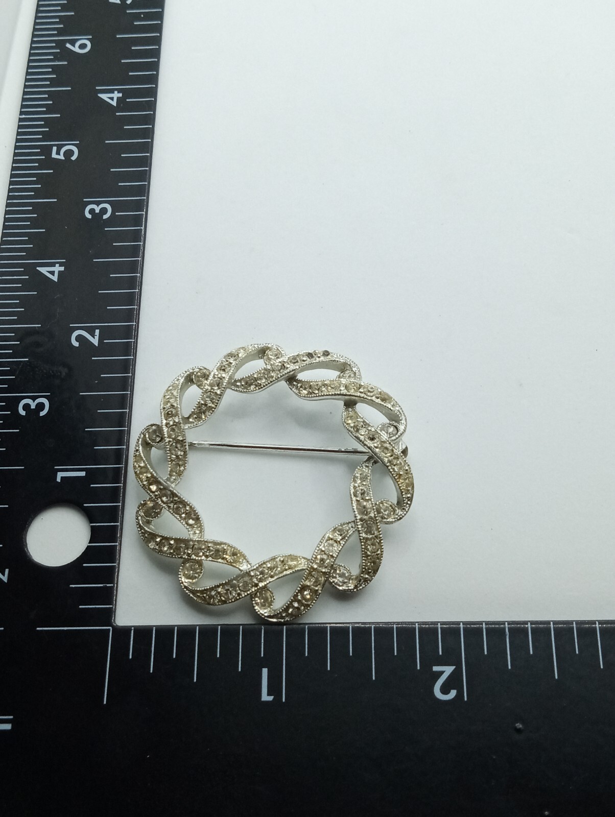 Vintage Henry Bogoff Clear Rhinestone Wreath Broo… - image 14