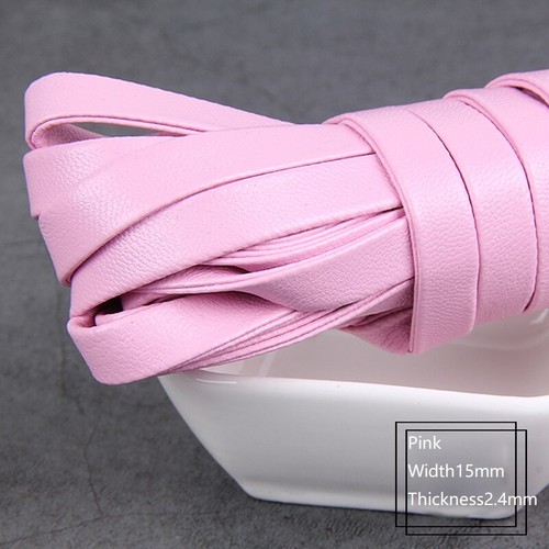 15mm Wide Faux Leather Trim 5M Soft PU Tape Ribbon Flat Folded Tape Strap Craft - Picture 44 of 44