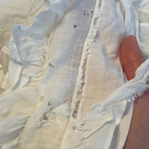 Antique Edwardian 1900s White Cotton Ruffle Trained Lawn Tea Skirt Petticoat - Picture 13 of 14