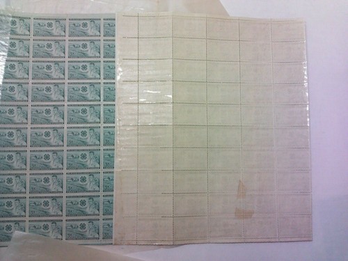 Scott 1005- 4-H Club, Farm and Clover Emblem- MNH 3c 1951- Unused Sheet of 50 - Picture 7 of 8