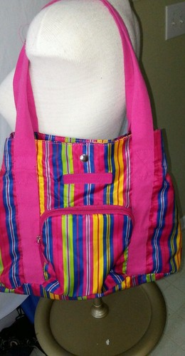  Bolso de Mano Plegable Multicolor Rayas Multiusos 12x15x4" - Imagen 1 de 6
