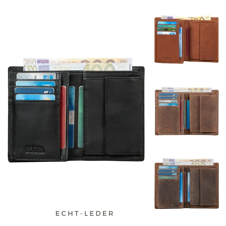 BENTHILL Herren Ledergeldbörse Echt Leder Geldbeutel RFID Slim Portemonnaie