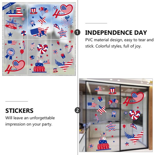 4 Sheets Independence Day Stickers Window Decor Electrostatic Clings for - Afbeelding 8 van 12