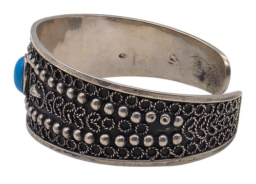 VINTAGE Sterling Pawn Silber / Türkis Damen breites Navajo Armreif Armband - Bild 3 von 5