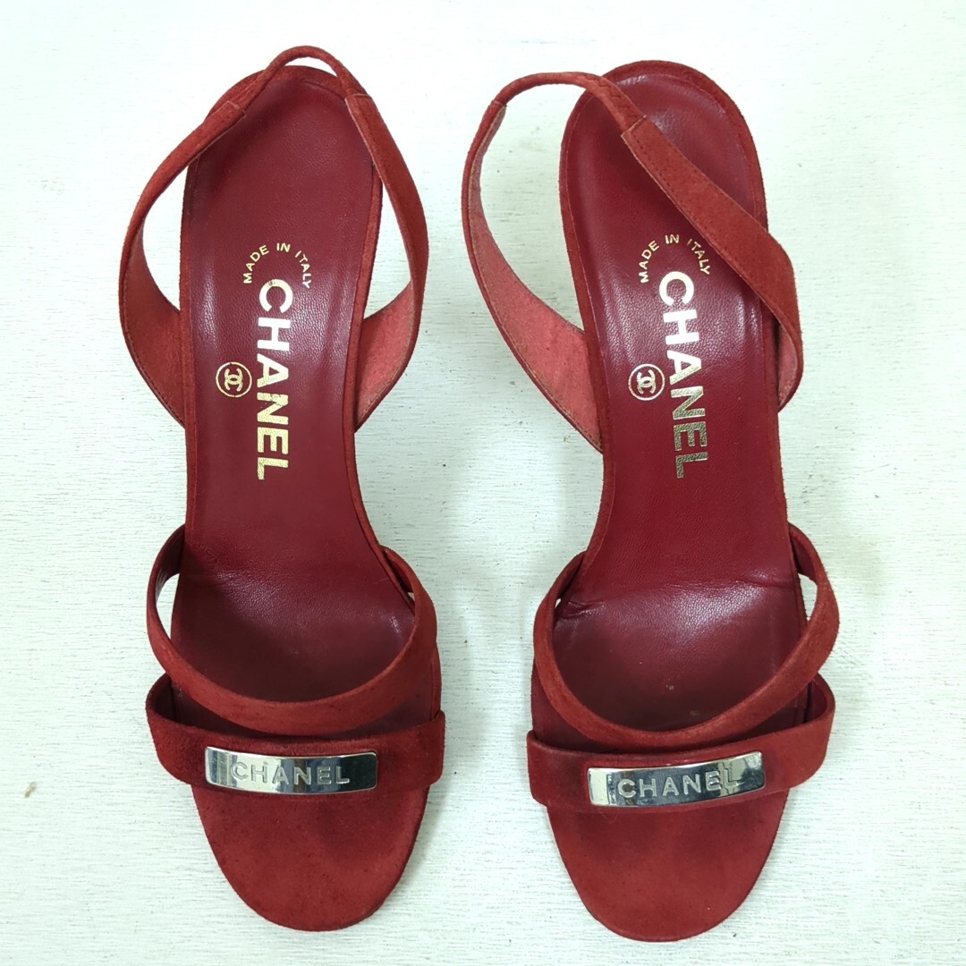 CHANEL レッド ミュールサンダル 36 CHANEL Chanel Mule Sandals Size 36 Velvet Red Made in Italy