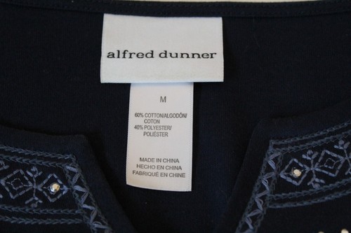 Alfred Dunner Women's Blue 60% Cotton / 40% Polyester Blue Top Size M - Picture 5 of 6