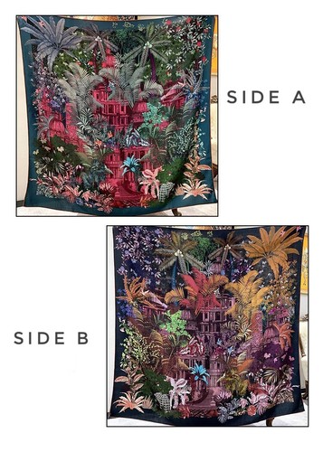 70% Cashmere & 30% Silk Wrap Scarf Shawl Castle Flower Double Face Kerchief 53" - Picture 12 of 12