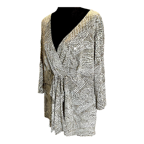 INC International Concepts Top Tunic Brown Dot Pattern Ruched Sequins X Large-1X - Picture 4 of 9