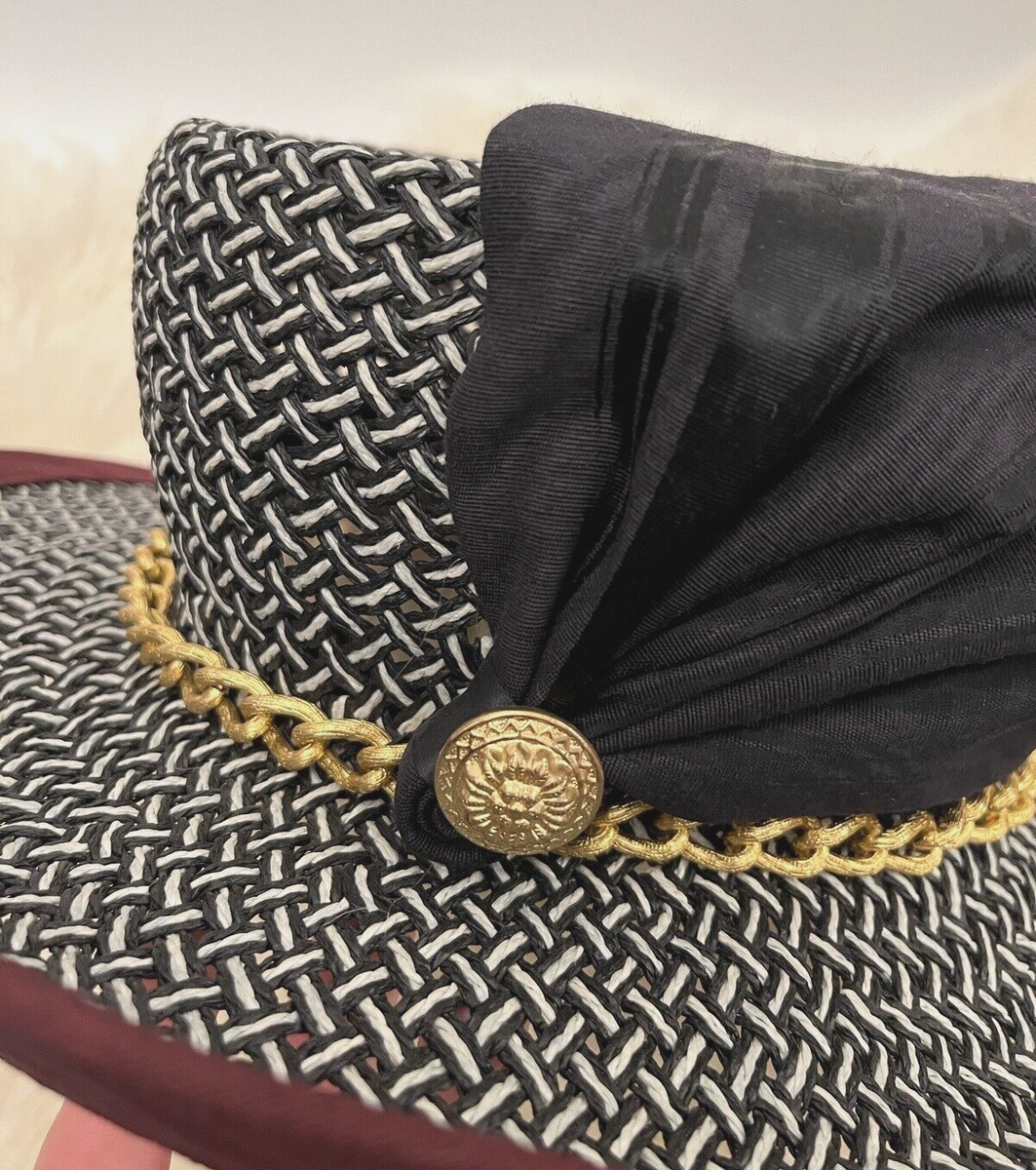 Whittall & Shon Vintage Derby Straw Hat Blue Bow | eBay display picture 3