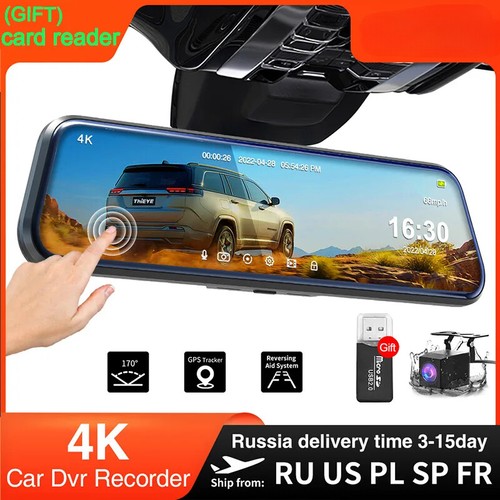 Car DVR Rear View Mirror Video Recroder 10" Inch Back Up Car Camera Dual Lens - Bild 1 von 21