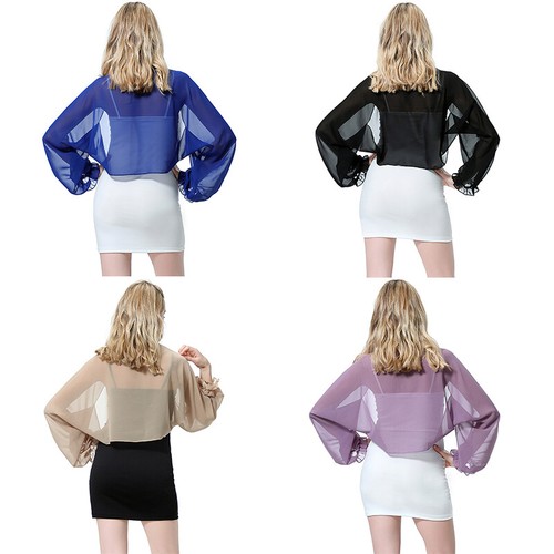 Langärmliger Kurz Geschnittener Bolero Für Damen Schlichter Strick-Cardigan → - Picture 9 of 26