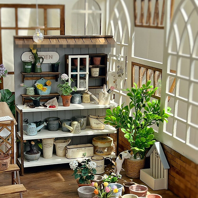 DIY Miniature 1:12 Scale 1/6 Dollhouse Garden Storage Rack Cabinet Kit ...