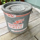 vintage Old pal floating minnow bucket galvanized with wood handle