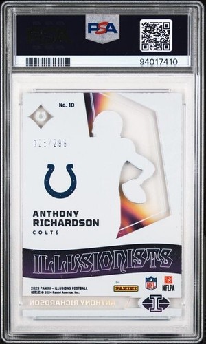 2023 Panini Illusions Anthony Richardson Azzurro /299 Rookie PSA 8 NM-MT #10 - Foto 2 di 2