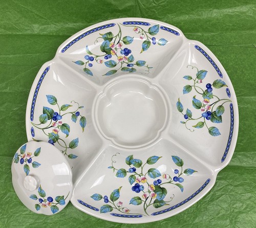 Vintage Divided Dish Veggies Dip Japan for Federated Department Stores Blueberry - Picture 3 of 6