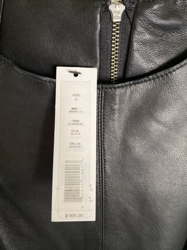 Sexy Miana Cuero Theory Mujer Sin Mangas Negro P $995 Nuevo con Etiquetas - Imagen 3 de 6