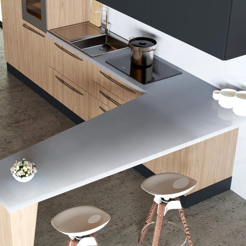 17.7x196.8 Inch Stainless Steel Contact Paper Peel and Stick Metallic Wallpaper - Picture 6 of 8