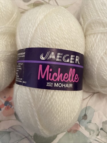 Jaeger Michelle Acrylic Wool Mohair 50g Color 5462 White Vintage made in Canada - Picture 2 of 4