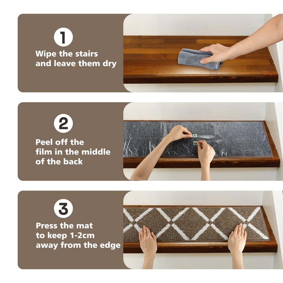 DanceWhale Non Slip Stair Carpet Treads,Stair Runners for Wooden Steps