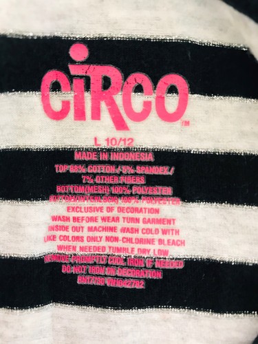 Circo Girls T-Shirt Dress Large L 10/12 Black Stripe Halloween Skull Tulle skirt - Picture 7 of 7