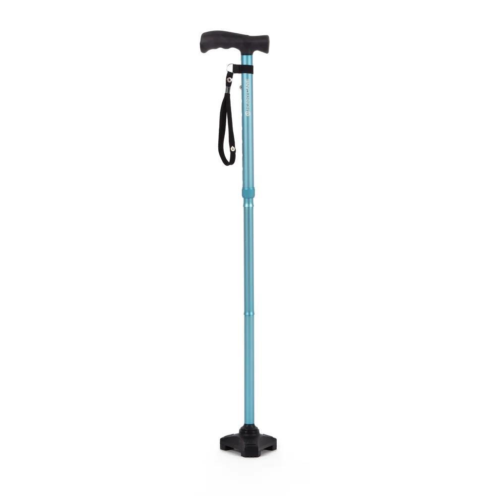 HurryCane 2 Height Adjustable Pivoting Tri-Foot Walking Stick- Pastel Blue