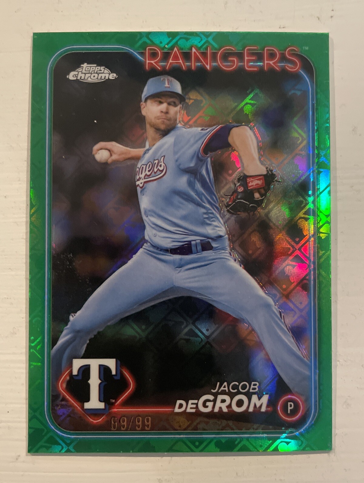 2024 Topps Chrome LOGOFRACTOR Jacob DeGrom Green Refractor Parallel 69/99