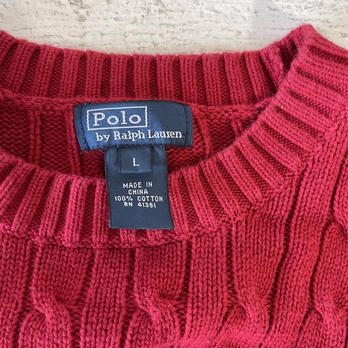 Boys Ralph Lauren Red Cable Knitted Sweater. Size L Used - Picture 4 of 5