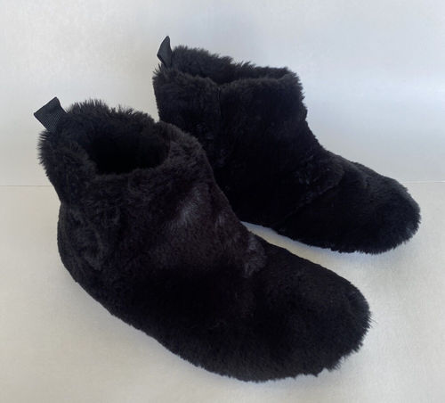 Fitflops Größe 7 schwarz pelzig flauschig weich Bootie Knöchel Hausschuhe Schuhe - Bild 1 von 16