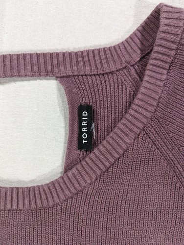 Suéter Pullover Torrid Para Mujer Talla 2XL Hombro Frío Abierto Mangas 3/4 Púrpura - Imagen 11 de 17
