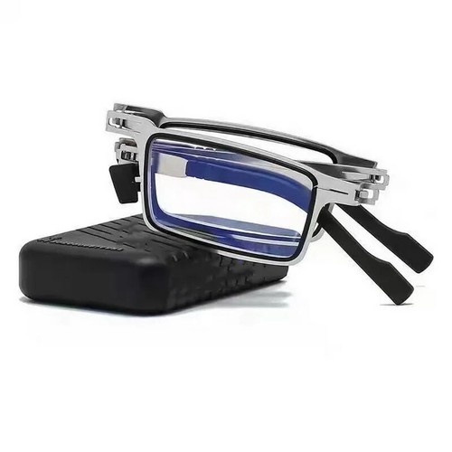 Portable Smart Folding Reading Glasses Blue Light Blocking For Men Metal Roun... - Picture 5 of 8