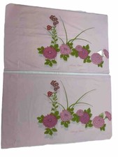 Vintage Hanae Mori Butterfly Pink Pillow Cases King 19x31 Excellent Cond