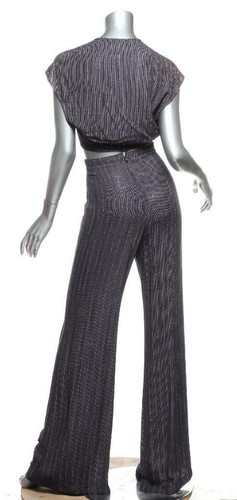 REFORMATION Mujer Azul Marino A Rayas Envolvente Recortado Sin Mangas Juego de Pantalones para el torso S NUEVO - Imagen 3 de 4